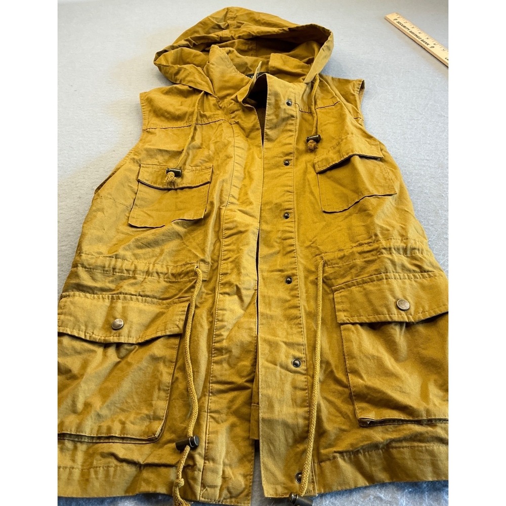 Love Tree Mustard Yellow Hooded Utility Vest Cargo Pockets XL‎ Utility Gorpcore